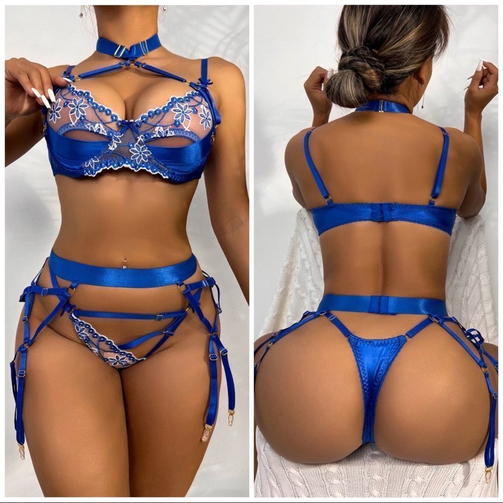 ❤️ NEW Three piece Embroidery Lingerie Set